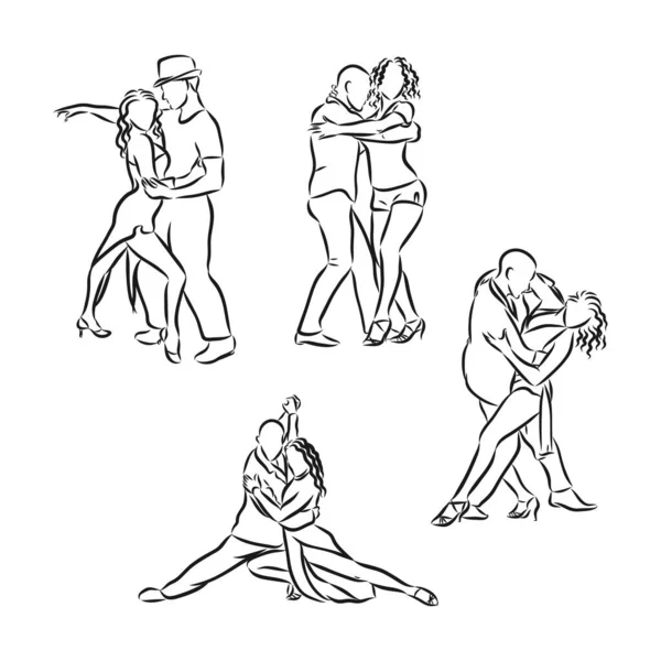 Ilustración Vectorial Parejas Baile Salón — Archivo Imágenes Vectoriales