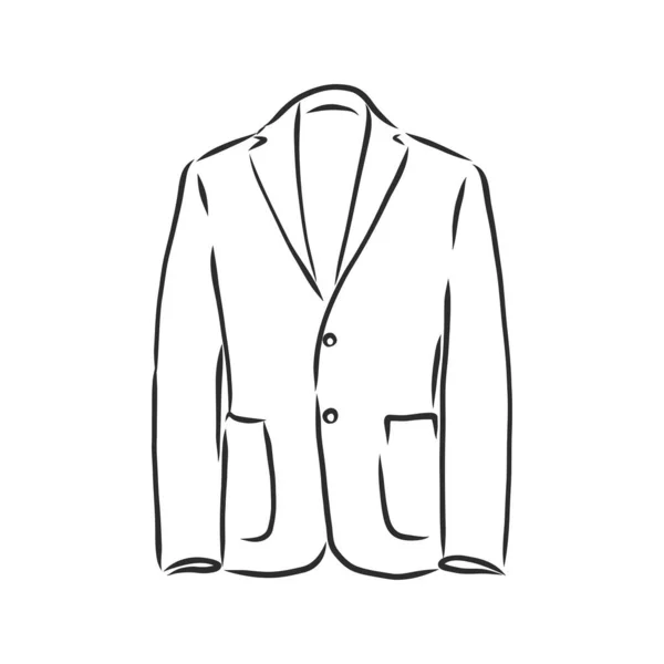 한 줄만 그으면 돼. 멘스 재킷이요. 선형 스타일 , mens blazer vector sketch illustration — 스톡 벡터