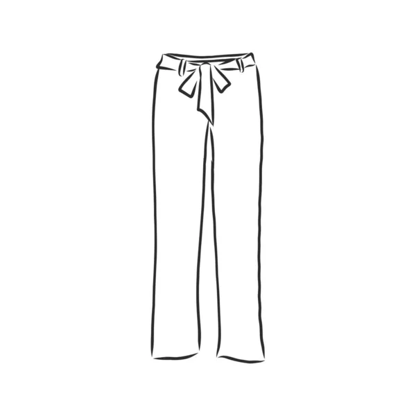 Sketsa teknikal dari celana panjang, celana klasik, gambar vektor - Stok Vektor