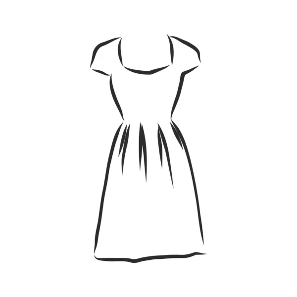 Coleção Esboços Vestidos Mulher Ilustração Vetorial Desenhada Mão Desenho Contorno — Vetor de Stock