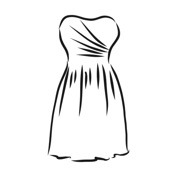 Kadın Elbiseleri Koleksiyonu Çizimi Vektör Çizimi Beyaz Arkaplanda Siyah Çizim — Stok Vektör
