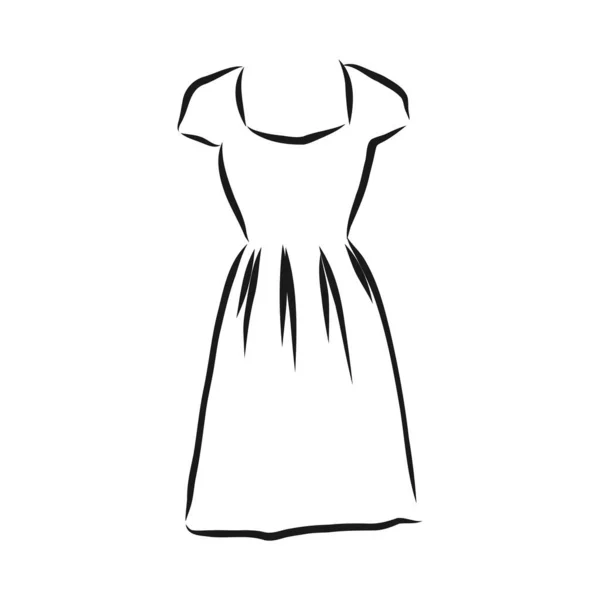 女装系列的素描 手绘矢量图解 在白色背景上孤立的黑色草图 — 图库矢量图片