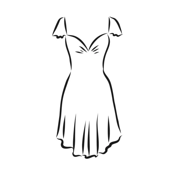 女装系列的素描 手绘矢量图解 在白色背景上孤立的黑色草图 — 图库矢量图片