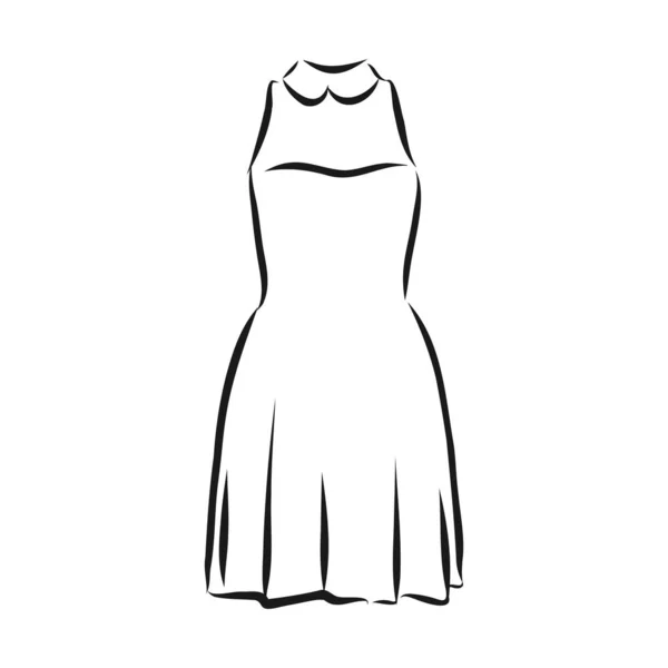 女性のドレスのスケッチコレクション 手描きベクトルイラスト 白地に隔離された黒い輪郭線 — ストックベクタ