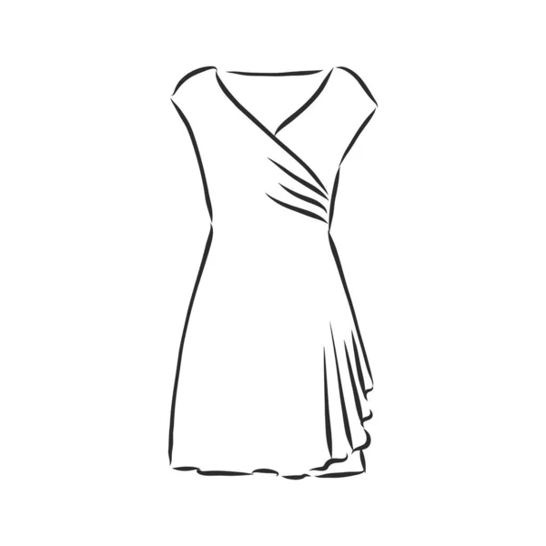 Coleção Esboços Vestidos Mulher Ilustração Vetorial Desenhada Mão Desenho Contorno — Vetor de Stock