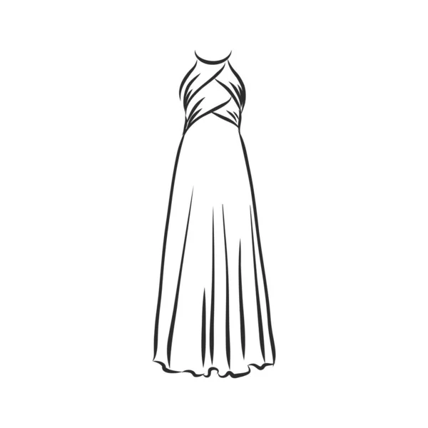 Σκίτσα Συλλογή Γυναικείων Φορεμάτων Χειροποίητη Διανυσματική Απεικόνιση Μαύρο Περίγραμμα Που — Διανυσματικό Αρχείο