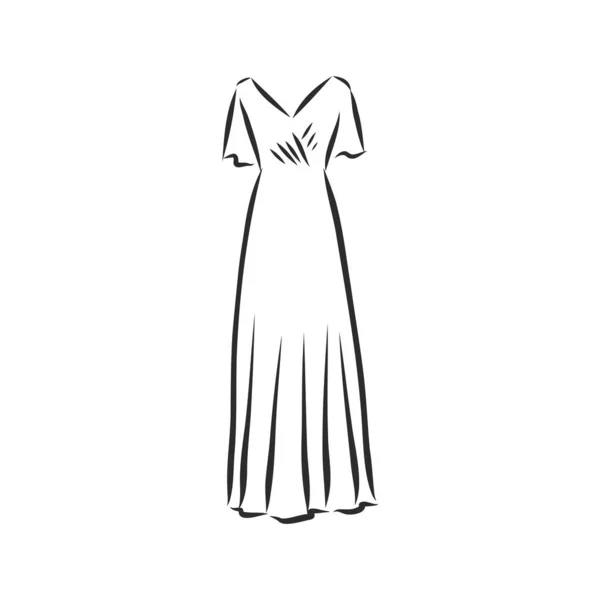 Coleção Esboços Vestidos Mulher Ilustração Vetorial Desenhada Mão Desenho Contorno —  Vetores de Stock