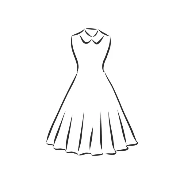 Σκίτσα Συλλογή Γυναικείων Φορεμάτων Χειροποίητη Διανυσματική Απεικόνιση Μαύρο Περίγραμμα Που — Διανυσματικό Αρχείο