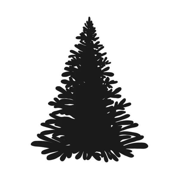 Arbre Sapin Noël Silhouette Noire Isolée Sur Fond Blanc Vecteur — Image vectorielle