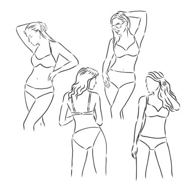 VECTOR Bikinili güzel genç bir bayanla arka plan