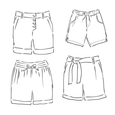 Pantolonun vektör çizimi. Ön ve yan görünüm.