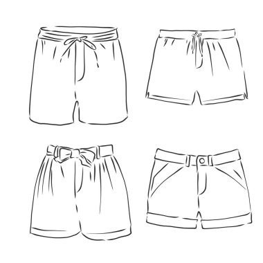 Pantolonun vektör çizimi. Ön ve yan görünüm.