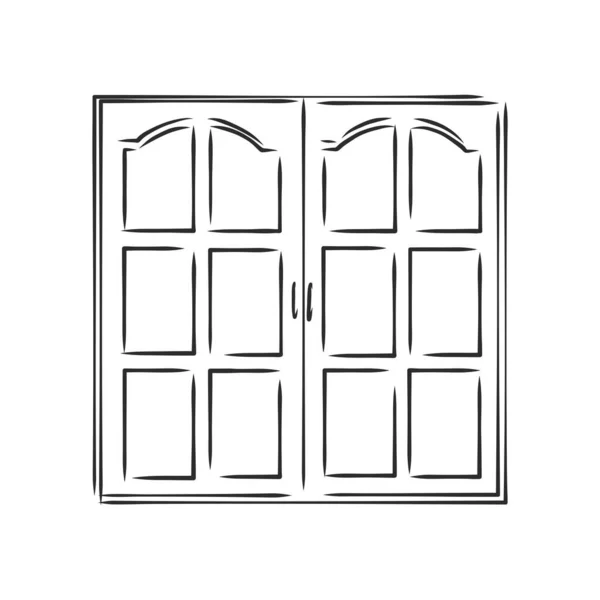 Fenster Vektor Realistische Skizze Illustration — Stockvektor