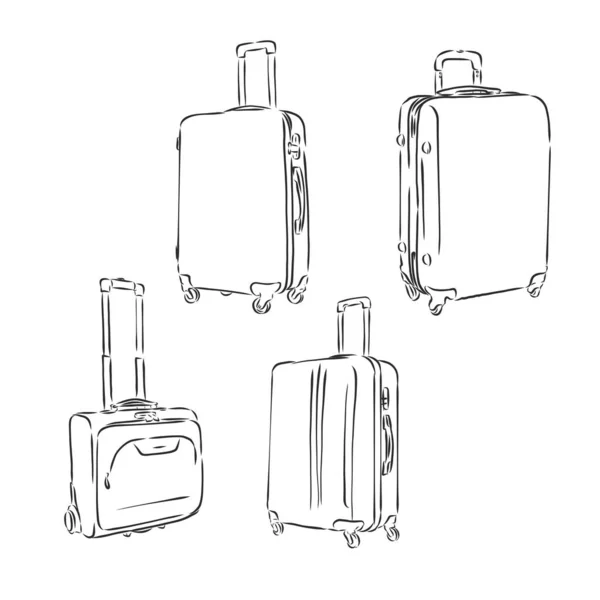 Bőröndök Vázlatos Készlete Vektorvázlat Illusztráció — Stock Vector