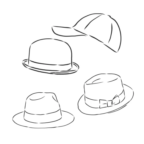 夏帽矢量草图图标孤立的背景 手绘夏帽图标 — 图库矢量图片