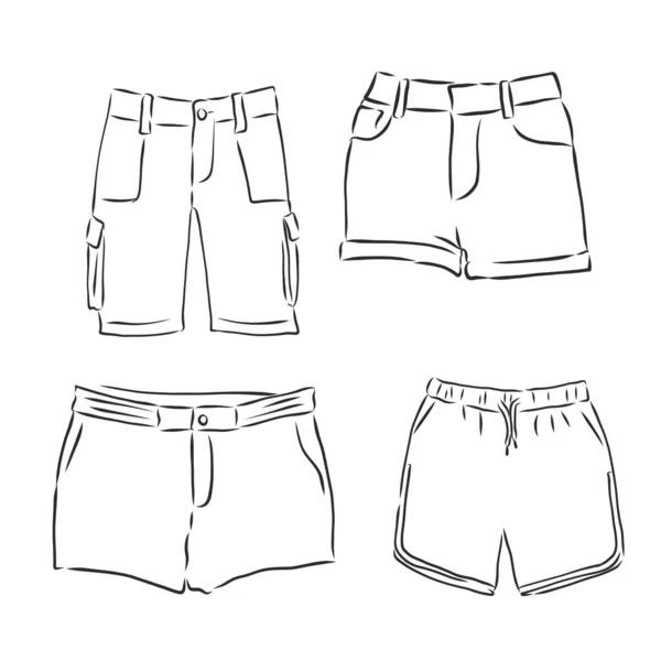 裤子的矢量图解 正面和侧面意见 — 图库矢量图片