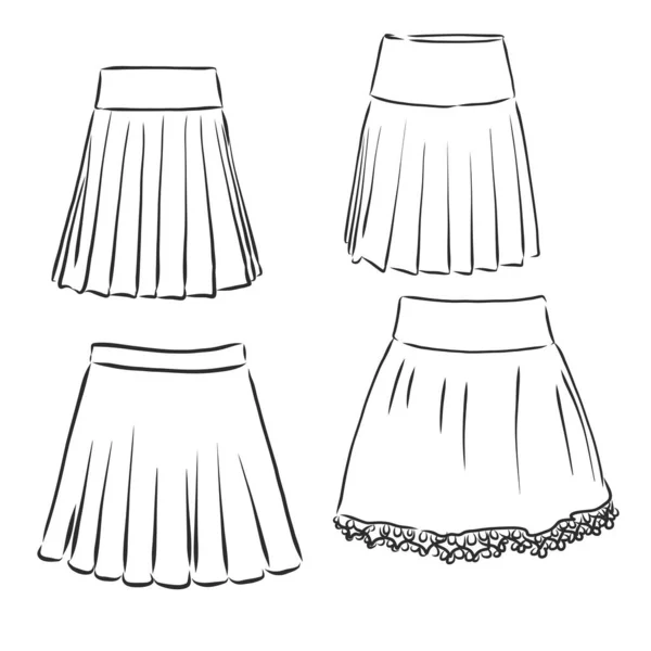 Kjol hand ritad vektor illustration svart på vit linje, kjol, vektor skiss illustration — Stock vektor