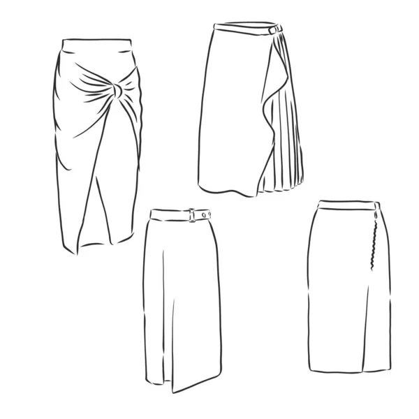 Spódnica ręcznie rysowane wektor ilustracja czarny na białej linii, spódnica, wektor szkic ilustracja — Wektor stockowy