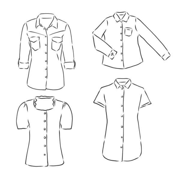Womans shirt sketch, womens blouse, vector sketch illustration — Stock Vector