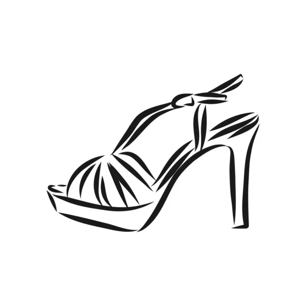 Zapato Mujer Dibujo Vectorial Zapato Mujer Ilustración Bosquejo Vectorial — Vector de stock