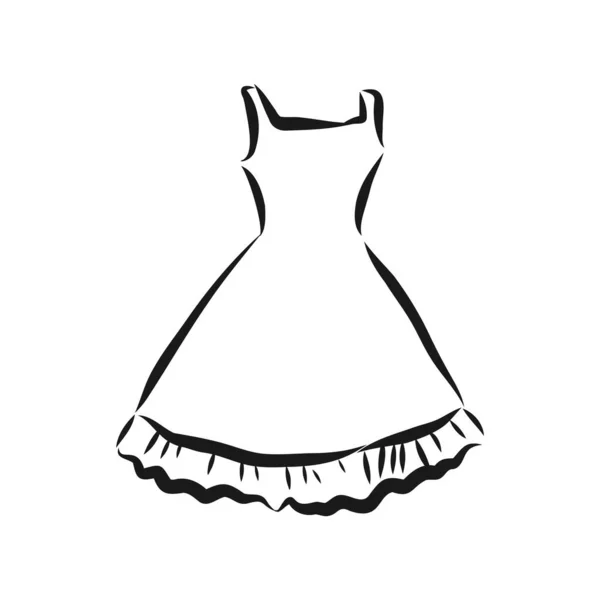 Illustration Vectorielle Une Robe Femme Manches Courtes Jupe Longue Boutons — Image vectorielle