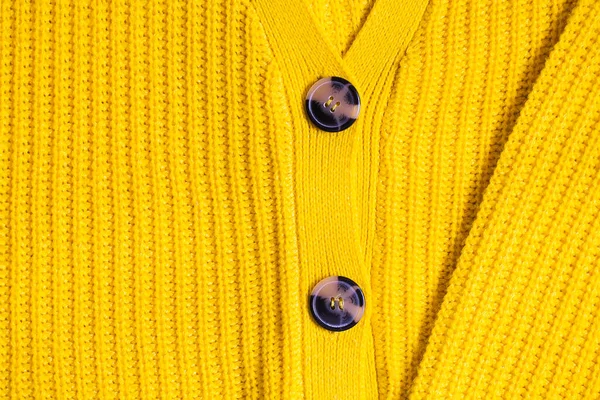 Sarı Turuncu Hardal Rengi Örgü Kumaşı Kış Sonbahar Süveteri Düğmeleri — Stok fotoğraf