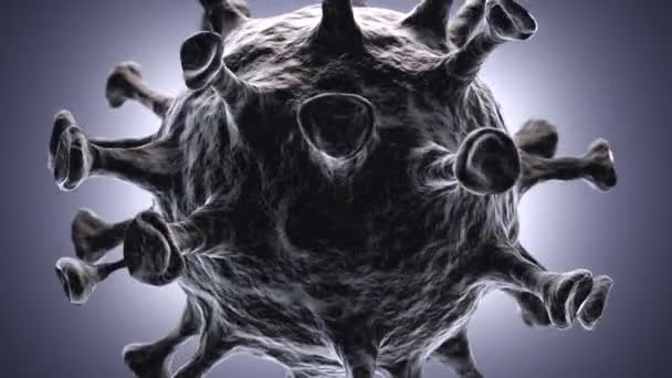 Patogeno, nero, all'interno del corpo umano. COVID-19 coronovirus o altre cellule pericolose, batteri che galleggiano all'interno dell'organismo. Cellule tumorali. Attacco del sistema immunitario. Rendering 3d del microvirus — Video Stock