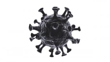 Coronovirus SARS-CoV-2 ya da diğer tehlikeli hücreler, patojen, bakteri, siyah renk, beyaz arka planda izole. Virüs COVID-19 solunum yolu enfeksiyonuna neden oluyor. Mikro virüsün 3 boyutlu hazırlayıcısı