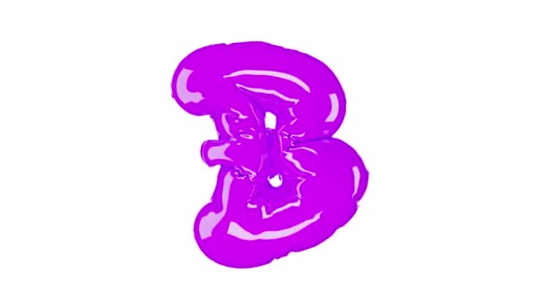 Неоновый пурпурно-фиолетовый цветовой шрифт буквы Б на изолированном белом фоне. Для украшения: вечеринка, день рождения, фестиваль, Новый год, День Святого Валентина. Текстовая анимация, 3D рендеринг — стоковое видео