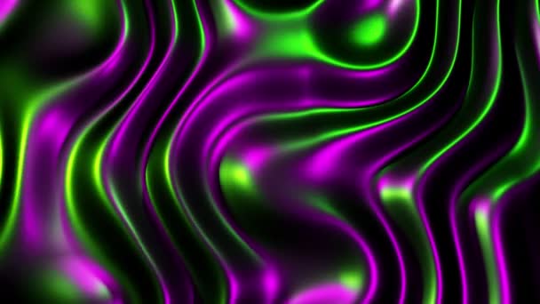 Animazione fluida 3D futuristica con forma d'onda e forma circolare. Spettro ultravioletto, luci al neon verde porpora, sfondo fluorescente astratto, illusione ottica, realtà virtuale, gradiente olografico — Video Stock
