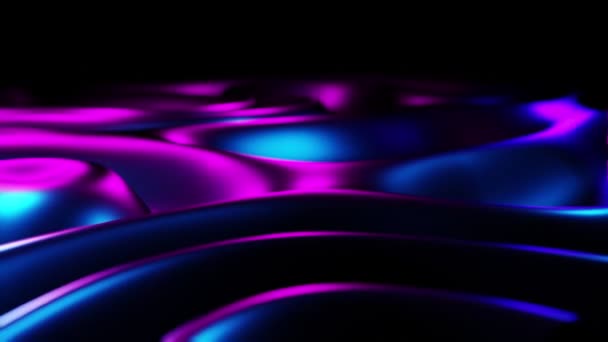 Trendy abstract neon background, liquid ripples, colorful gradient metallic texture, iridescent holographic foil, stylish reflective surface, splash of acrylic paints, bright shades, 3d rendering — Stock Video