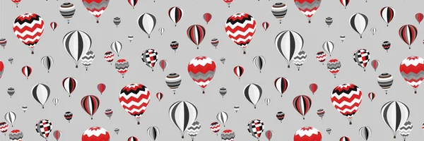 Açık gri arka planda balonları olan pürüzsüz bir iz. Kırmızı ile siyah ve beyaz (monokrom) renklerinde yaratıcı baskı. Duvar kağıdı, afişler, posterler, modern vintage tasarım için vektör şablonu.