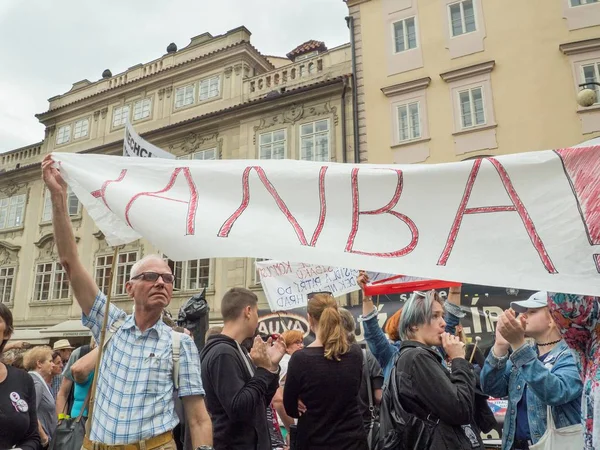 Praag Juli 2018 Protesten Van Honderden Mensen Begeleid Praag Een — Stockfoto