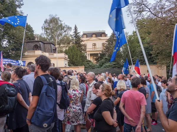 Прага Серпня 2018 Сотні Людей Пам Ять Про Річницю Варшавського — стокове фото