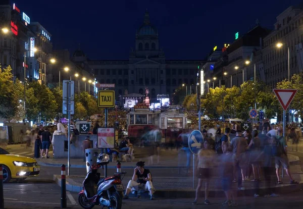 Praag Augustus 2018 Vergadering Van Mensen Concert Wenceslas Square Kader — Stockfoto