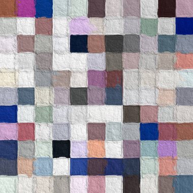 Kabataslak dokuya sahip renkli soyut mozaik. Tatlı renk kare desenli arka plan. Yaratıcı duvar kağıdı ya da tasarım sanatı için resim. Metin için arkaplanda kopyalama alanı var.