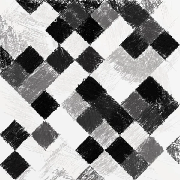 Mosaïque Abstraite Noire Blanche Avec Fond Texture Rugueuse Monochrome Motif — Photo