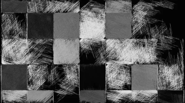 具有粗糙纹理背景的黑白抽象马赛克 单色正方形背景 为创意墙纸或设计艺术作品的图片 后台有文本的复制空间 — 图库照片