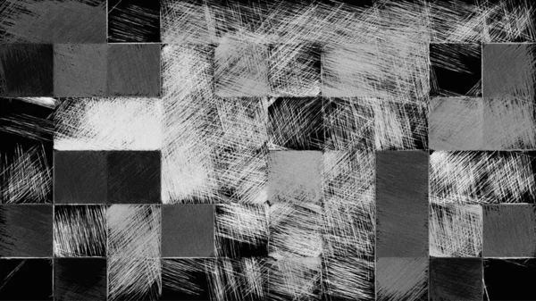 Mosaïque Abstraite Noire Blanche Avec Fond Texture Rugueuse Fond Carré — Photo