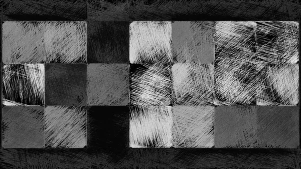 Black and white abstract mosaic with a rough texture background. Monochrome square pattern backdrop. Picture for creative wallpaper or design art work. Backdrop have copy space for text.