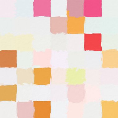 Tatlı renk kare desenli arka plan. Yaratıcı duvar kağıdı ya da tasarım sanatı için resim. Arkaplanda metin için kopyalama alanı var. Kabataslak desen arkaplanı olan renkli soyut mozaik.