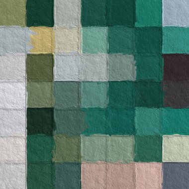 Tatlı renk kare desenli arka plan. Yaratıcı duvar kağıdı ya da tasarım sanatı için resim. Arkaplanda metin için kopyalama alanı var. Kabataslak desen arkaplanı olan renkli soyut mozaik.