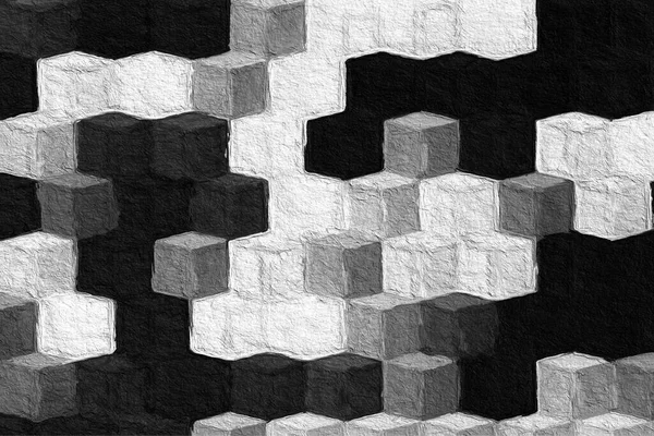 Kabataslak Dokuya Sahip Siyah Beyaz Mozaik Tek Renkli Kare Desenli — Stok fotoğraf