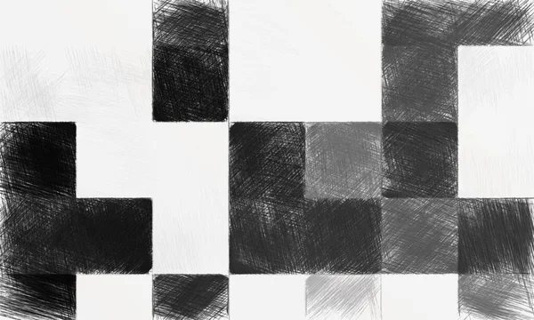 Černá Bílá Abstraktní Mozaika Drsným Texturou Černobílý Čtvercový Vzor Pozadí — Stock fotografie