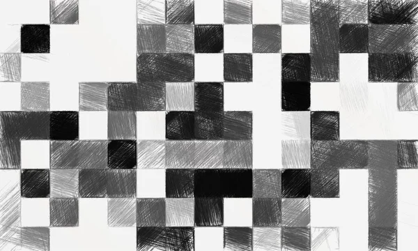 ざらざらした質感の黒と白の抽象モザイク モノクロームの正方形のパターンの背景 創造的な壁紙やデザインアート作品のための画像 バックアップにはテキストのコピースペースがあります — ストック写真