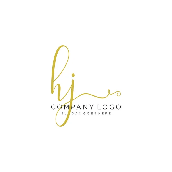 Initial Handwriting Logo Design Beautyful Designhandwritten Logo Fashion Team Wedding — Stock Vector