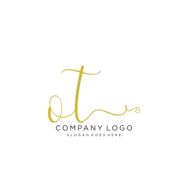 Initial Handwriting Logo Design Beautyful Designhandwritten Logo Fashion Team Wedding — Stock Vector