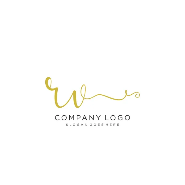 Initial Handwriting Logo Design Beautyful Designhandwritten Logo Fashion Team Wedding — Stock Vector