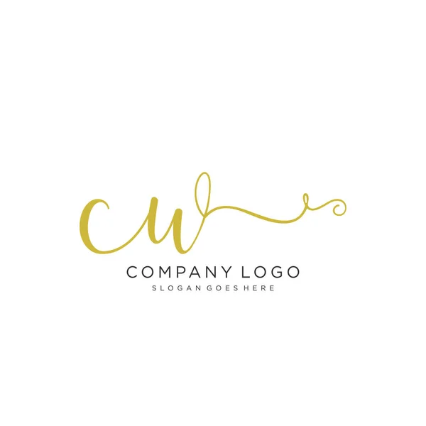 Initial Handwriting Logo Design Beautyful Designhandwritten Logo Fashion Team Wedding — Stock Vector