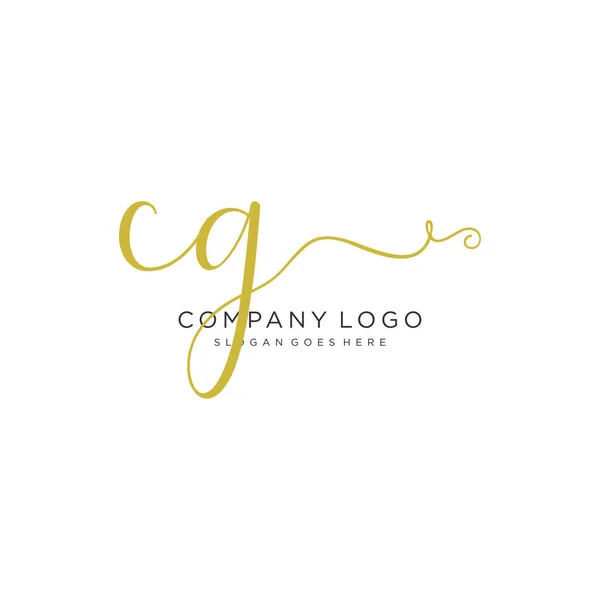 Initial Handwriting Logo Design Beautyful Designhandwritten Logo Fashion Team Wedding — Stock Vector